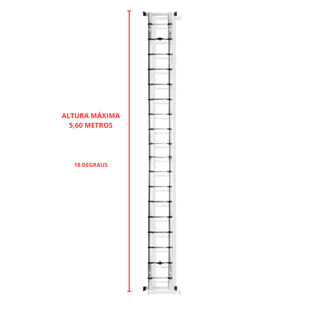 Escada Telescópica Alumínio Multifuncional 5,60 M 18 Degraus - 3