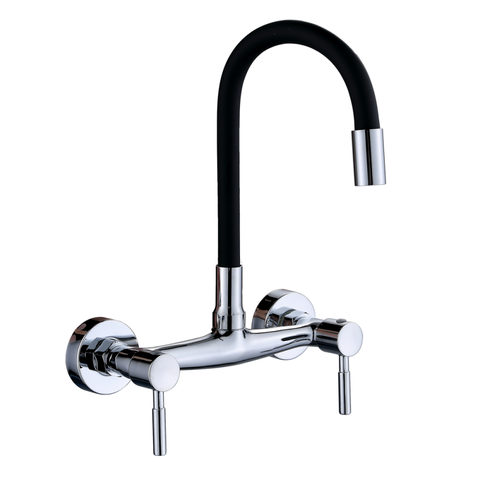 Torneira de Parede Cozinha Misturador Duplo Cromada Flexível