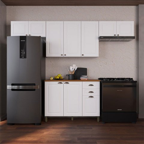 Cozinha Completa Bariloche 10 Portas 2 Gavetas com Tampo 100% MDF Branco - Indekes