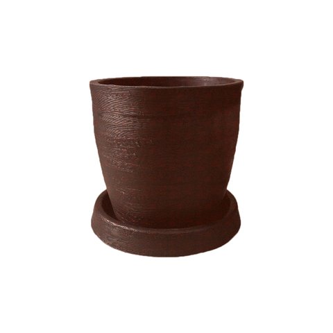Vaso Plantar com Prato 30x30 Classico Oval Moderno Polietileno Bgplasticos V13 Ferrugem 017