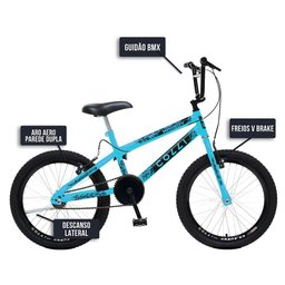 Bicicleta Max Boy Cross Aro 20 Freio V-brake 1 Marcha Azul Champanhe - Colli Bike - 5