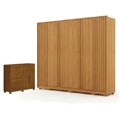 Guarda Roupa Casal Evo 6 Portas Cinamomo com Cômoda São Paulo 6 Gavetas 2 Portas Cinamomo – Leifer