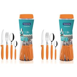 2 Jogos Talheres Faqueiro Tramontina Ipanema 48 Peças Laranja - 23399/491 - 1