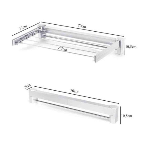 Varal Parede Retrátil Global Mix - Aço Inox - 5 Varetas