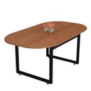 Ver imagem 1 de Mesa de Jantar Oval 6 Lugares Base de Ferro para Sala de Estar e Cozinha:nature