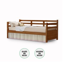 Sofá Cama Vintage Solteiro Madeira Enjoy Mona Mais Nicho - Castanho - 3