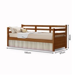 Sofá Cama Vintage Solteiro Madeira Enjoy Mona Mais Nicho - Castanho - 4