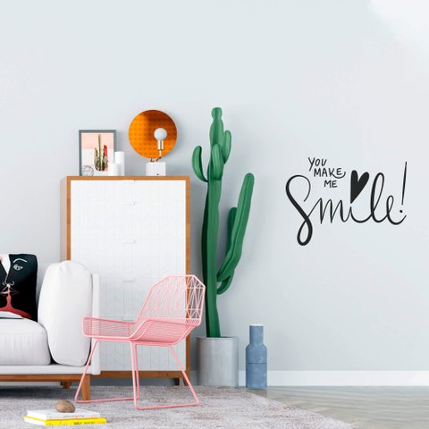 Adesivo Frase Inglês You Make Me Smile Você Me Faz Sorrir Decoração Sala Kanto Store Adesivo de Pare
