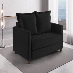 Sofa Cama Frisa Colchao Casal Pes de Madeira Talento Móveis - 1