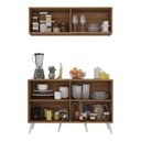 Ver imagem 4 de Kit Armário de Cozinha Aéreo e Balcão 4 Portas Retrô Multimóveis Mp2170 Rustic/branco