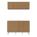 Ver imagem 5 de Kit Armário de Cozinha Aéreo e Balcão 4 Portas Retrô Multimóveis Mp2170 Rustic/branco