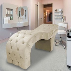 Maca Estética Estofada Reclinável Ergonômica Veludo Tati:bege