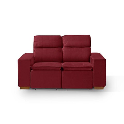 Sofá 2 Lugares 150cm C/ Molas Retrátil E Reclinável Vermelho