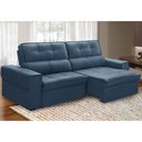 Ver imagem 2 de Sofá Retrátil Reclinável para Sala 3 Lugares 230cm Samir F04 Veludo Azul - Lyam Decor