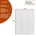 Ver imagem 3 de Guarda Roupa Infantil Jade 165cm 100% Mdf Branco Semi Brilho - Sallar Home