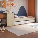 Ver imagem 1 de Cama Solterio Infanto Juvenil com Escrivaninha e Cama Auxiliar Carvalho/branco - Completa Móveis