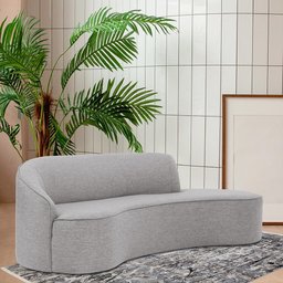Sofá Curvo 03 Lugares 180cm Braço Direito Eron Linho Cinza Claro - Casaepoltrona - 2