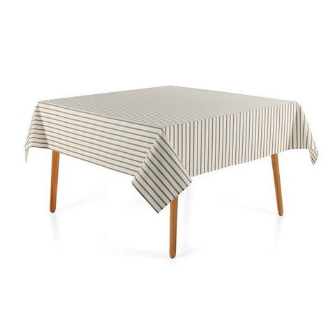 Toalha de Mesa Quadrada 8 Lugares Zaira Branco/taupe