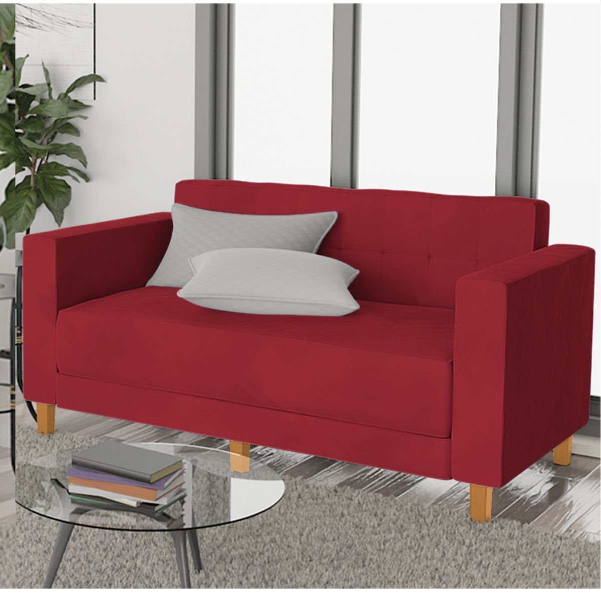 Sofá 2 Lugares Denver Suede Vermelho - Doce Sonho Móveis - 2