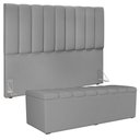 Ver imagem 3 de Kit Cabeceira Cama Box Casal King 195cm com Calçadeira Baú Dália W01 Facto Cinza - Lyam Lyam Decor