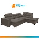 Ver imagem 3 de Sofá de Canto Retrátil 5 Lugares Reclinável Chaise e 2,80 X 2,20 M Sttilo Marron/cinza- Megasul