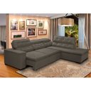 Ver imagem 1 de Sofá de Canto Retrátil 5 Lugares Reclinável Chaise e 2,80 X 2,20 M Sttilo Marron/cinza- Megasul