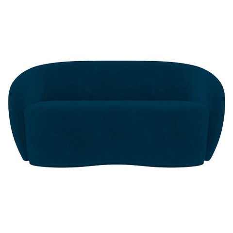 Sofá 3 Lugares Living Orgânico Sala de Estar 180cm Garbin K04 Veludo Azul Marinho - Mpozenato