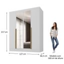 Ver imagem 3 de Guarda-Roupa 100% MDF 4 Portas 3 Gavetas com Espelhos Sevilha Yescasa Branco