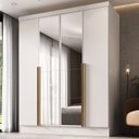 Ver imagem 1 de Guarda-Roupa 100% MDF 4 Portas 3 Gavetas com Espelhos Sevilha Yescasa Branco