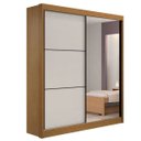Ver imagem 1 de Guarda Roupa Solteiro com Espelho 2 Portas 3 Gavetas - Athenas -cinamomo/off White - Móveis D'doro