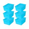 Kit 6 Caixa Organizadora Plástico com Tampa Azul 25X20X13 - Azul - 1