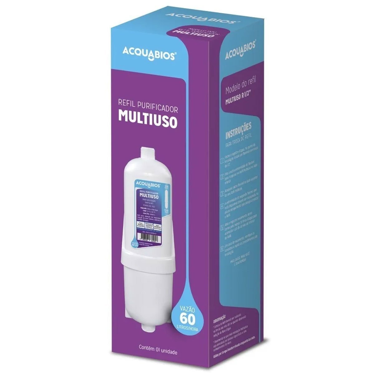 Refil Para Filtro Purificador De Água Multiuso Bebedouro Industrial Pré Acquabios Branco