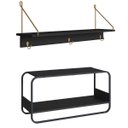 Ver imagem 1 de Conjunto Sapateira e Prateleira Suspensa Luna 90cm Nero/Preto 28108