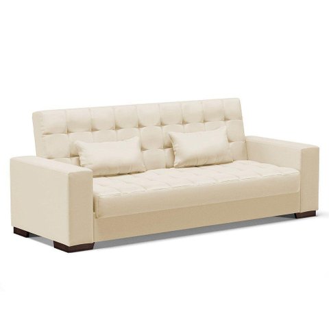Sofá Cama 02 Lugares Lisboa Corino - D’Rossi Cor Bege