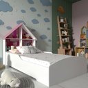 Ver imagem 1 de Cama Infantil Feminina Solteiro para Colchão de 88cm Gelius Casinha Branco Acetinado