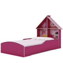 Cama Infantil Feminina Solteiro para Colchão de 88cm Gelius Casinha Pink - 6