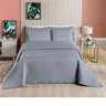 Cobre Leito King 3 peças Colcha Micropercal 200 Fios Bordada Ravena:Cinza - 1