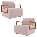 Ver imagem 1 de Poltrona Decorativa Orgânica para Sala Kit 2 Belarus K04 Veludo Rosê - Mpozenato