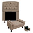 Ver imagem 1 de Kit Cabeceira Geovana + Calçadeira Baú Felix Solteiro 100cm Suede - Ecotec Decor:Bege