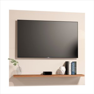 Painel para Tv 32'' Dubai Off White Freijó Prateleira Flex Dwr