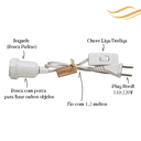 Ver imagem 2 de Cabo Abajur 1,2m com Interruptor Liga/desliga Bivolt Branco