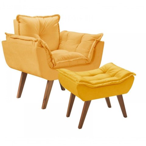 Kit Poltrona Opalla Com Puff Moveis D Salla Amarelo