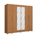 Ver imagem 2 de Guarda-Roupa 6 Portas e 4 Gavetas com Espelhos e Pés Dormitorio Open Marrom/Canela