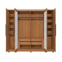 Ver mais imagens de Guarda-Roupa 6 Portas e 4 Gavetas com Espelhos e Pés Dormitorio Open Marrom/Canela