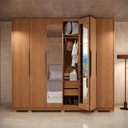Ver imagem 5 de Guarda-Roupa 6 Portas e 4 Gavetas com Espelhos e Pés Dormitorio Open Marrom/Canela