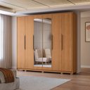 Ver imagem 1 de Guarda-Roupa 6 Portas e 4 Gavetas com Espelhos e Pés Dormitorio Open Marrom/Canela
