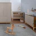 Ver imagem 1 de Kit Quarto Infantil com Pés Square Natural - Cômoda Elfe 4 Gavetas e 1 Porta + Guarda-Roupa Elfe + B