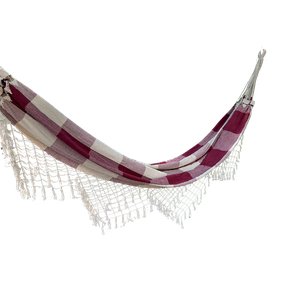 Mimi Utilidades Rede de Casal de Algodão Cor Vinho com Cru