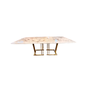 Mesa de Jantar Marmore Branco Base Metal Dourado Formosa - 1