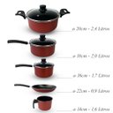 Ver imagem 7 de Conjunto Jogo De Panela Antiaderente 5 Peças Alumínio - Vermelho